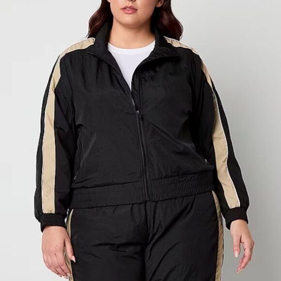 Xersion Womens Plus Woven Lightweight Track Jacket - Black Sz 2X 925125 - Picture 1 of 7